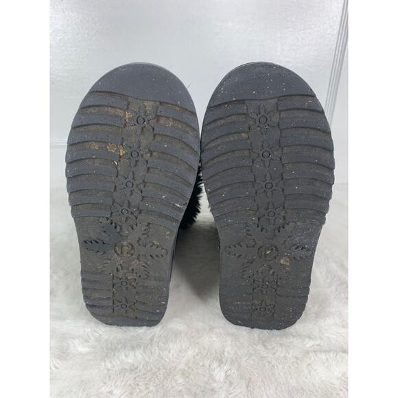 Girls Size 12 SO Sophia Black Faux Fur Boots With Button Detail - Picture 10 of 10